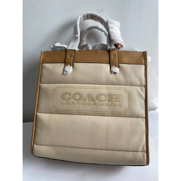 NWT COACH Quilted Ivory Multi Colorblock Large Field Tote (C6847) - Picture 10 of 10